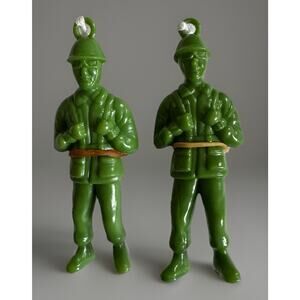 ARMY PARATROOPER / PARACHUTE BLOW MOLD & PLASTIC MILITARY FIGURES Set Of 2